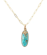 Barse Lucent Golden Genuine Turquoise Short Pendant Necklace