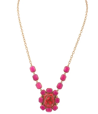 Barse Magnesite & Quartz Stone Magenta Flame Y Necklace