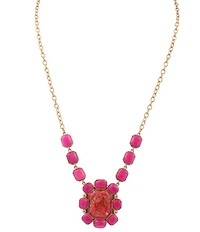 Barse Magnesite & Quartz Stone Magenta Flame Y Necklace