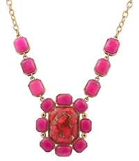 Barse Magnesite & Quartz Stone Magenta Flame Y Necklace