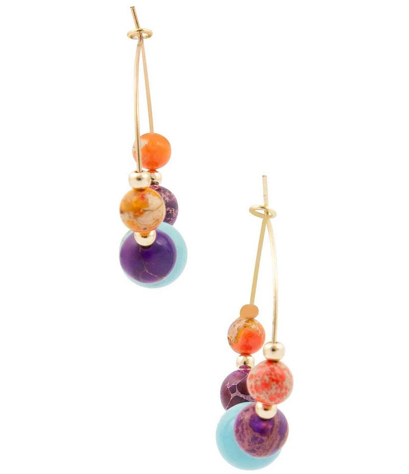Barse Marrakech Genuine Stone Beaded Hoop Earrings