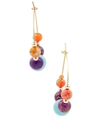 Barse Marrakech Genuine Stone Beaded Hoop Earrings