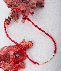 Barse Mashan Jade Crimson Royale Bar Collar Necklace