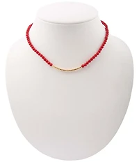 Barse Little Bit Crimson Jade Golden Bar Collar Necklace