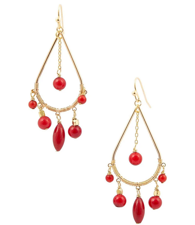 Barse Mashan Jade Gilded Flame Chandelier Earrings