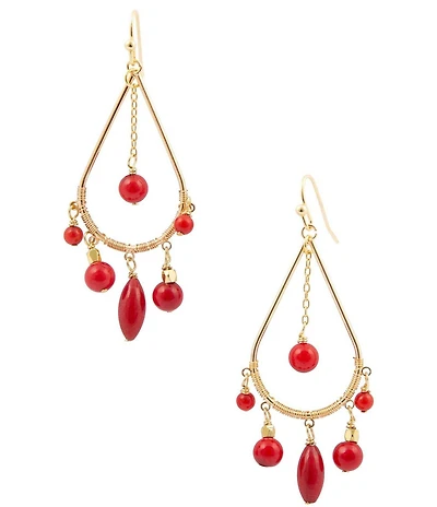 Barse Mashan Jade Gilded Flame Chandelier Earrings