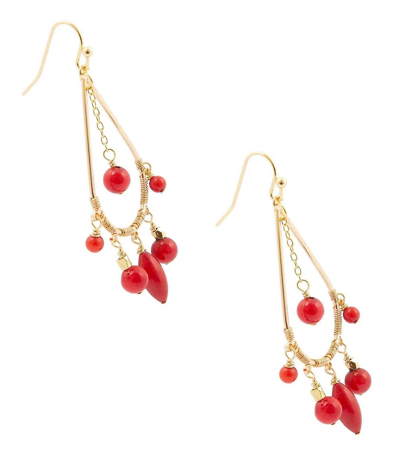 Barse Mashan Jade Gilded Flame Chandelier Earrings