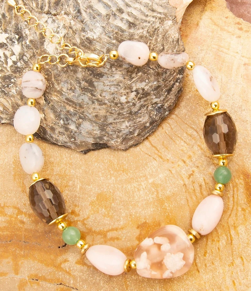 Barse Misty Meadow Genuine Stone Adjustable Line Bracelet