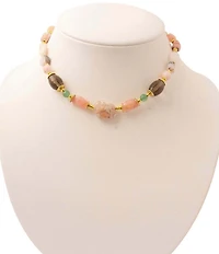 Barse Misty Meadow Genuine Stone Beaded Collar Necklace
