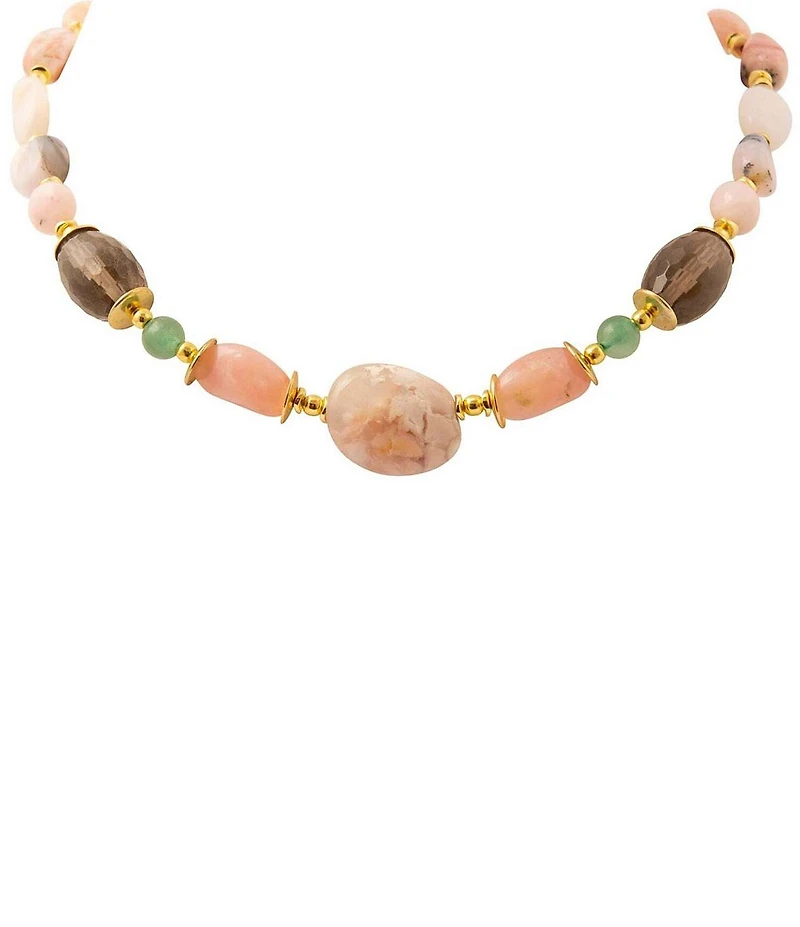 Barse Misty Meadow Genuine Stone Beaded Collar Necklace