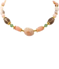 Barse Meadow Pink Opal Chunky Beaded Golden Collar Necklace