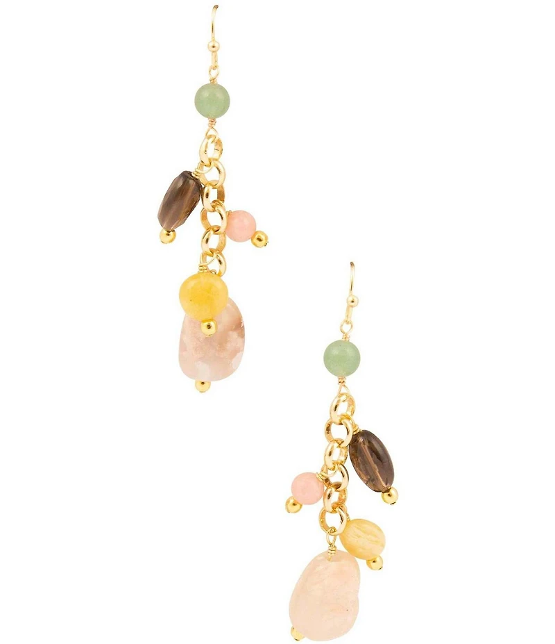 Barse Misty Meadow Genuine Stone Beaded Drop Earrings