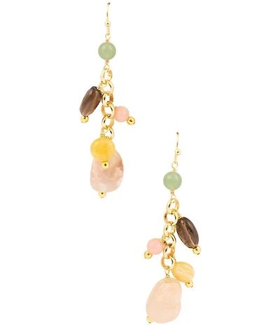Barse Misty Meadow Genuine Stone Beaded Drop Earrings