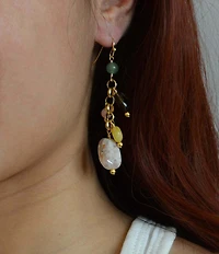 Barse Misty Meadow Genuine Stone Beaded Drop Earrings