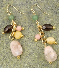 Barse Misty Meadow Genuine Stone Beaded Drop Earrings