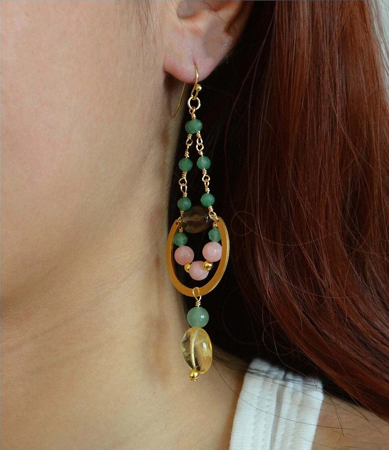 Barse Misty Meadow Genuine Stone Drop Earrings