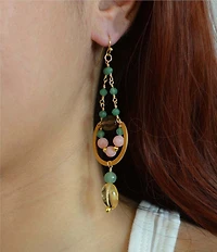Barse Misty Meadow Genuine Stone Drop Earrings