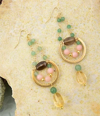 Barse Misty Meadow Genuine Stone Drop Earrings