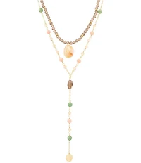 Barse Misty Meadow Genuine Stone Layered Y Necklace