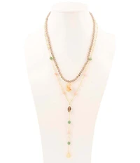 Barse Misty Meadow Genuine Stone Layered Y Necklace