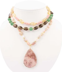 Barse Misty Meadow Genuine Stone Short Multi Strand Necklace