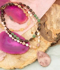 Barse Misty Meadow Genuine Stone Short Multi Strand Necklace