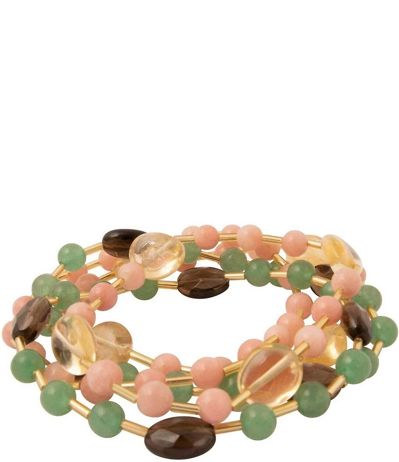 Barse Misty Meadow Genuine Stone Stretch Bracelet Set