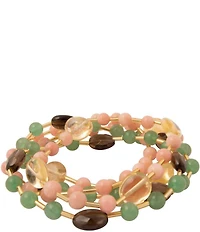 Barse Misty Meadow Genuine Stone Stretch Bracelet Set