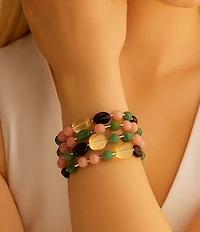 Barse Misty Meadow Genuine Stone Stretch Bracelet Set