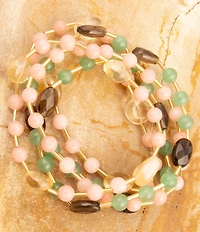 Barse Misty Meadow Genuine Stone Stretch Bracelet Set
