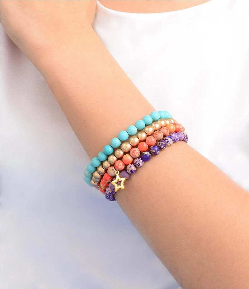 Barse Moroccan Spice Beaded Stretch Bracelet Set