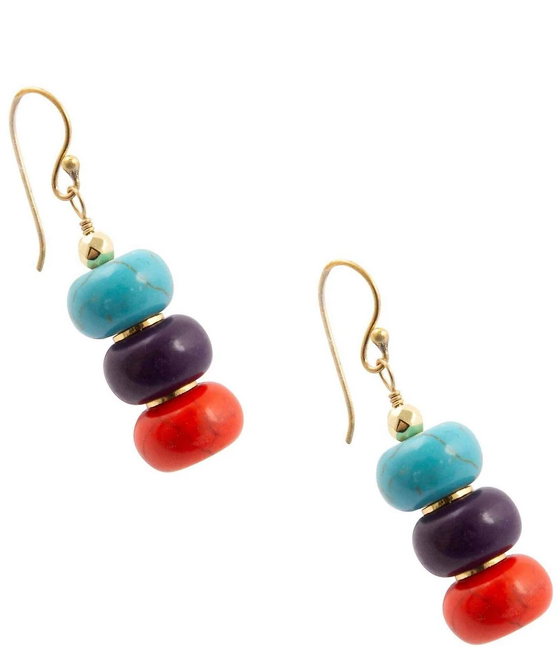 Barse Moroccan Spice Stretch Magnesite Beaded Linear Earrings