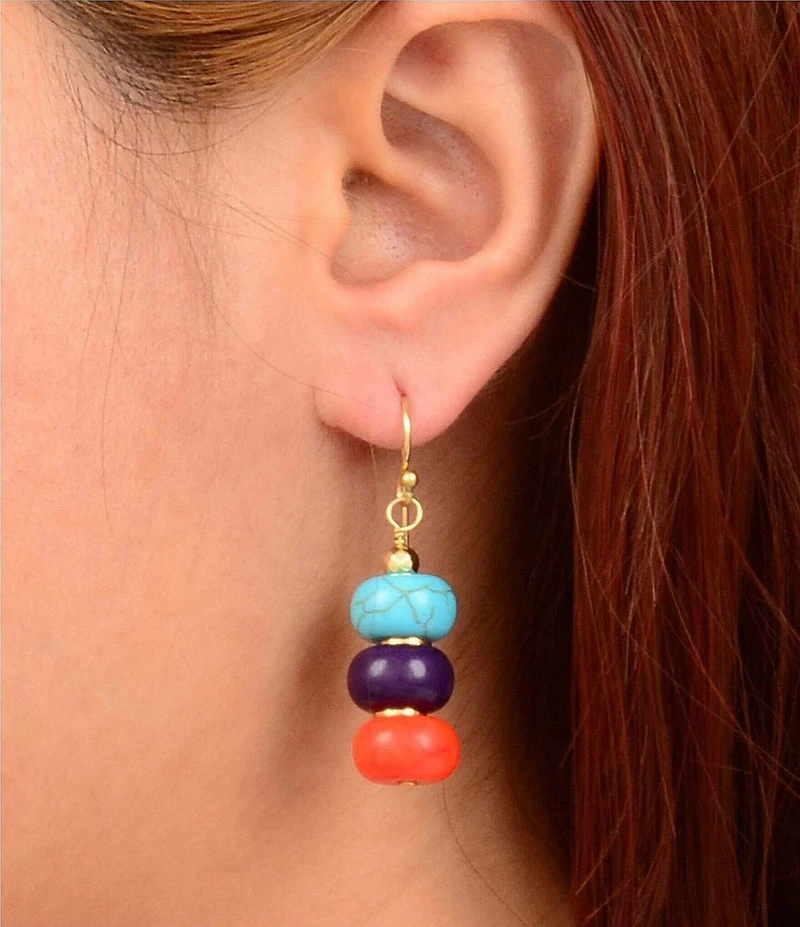 Barse Moroccan Spice Stretch Magnesite Beaded Linear Earrings