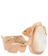 Barse Mother-Of-Pearl Feathered Radiance Cuff Bracelet