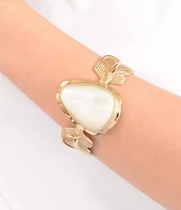 Barse Mother-Of-Pearl Feathered Radiance Cuff Bracelet