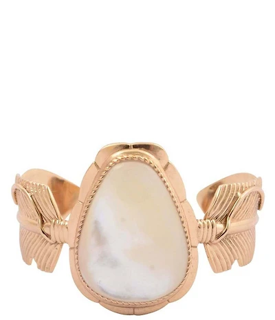 Barse Mother-Of-Pearl Feathered Radiance Cuff Bracelet