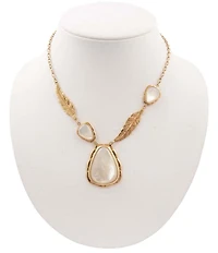 Barse Mother-Of-Pearl Feathered Radiance Short Pendant Necklace