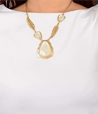 Barse Mother-Of-Pearl Feathered Radiance Short Pendant Necklace