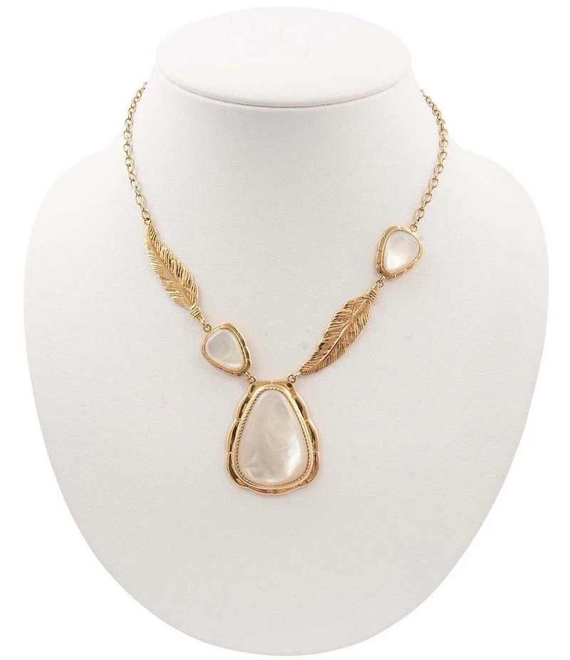 Barse Feathered Radiance Mother-Of-Pearl Short Pendant Necklace