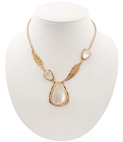Barse Mother-Of-Pearl Feathered Radiance Short Pendant Necklace