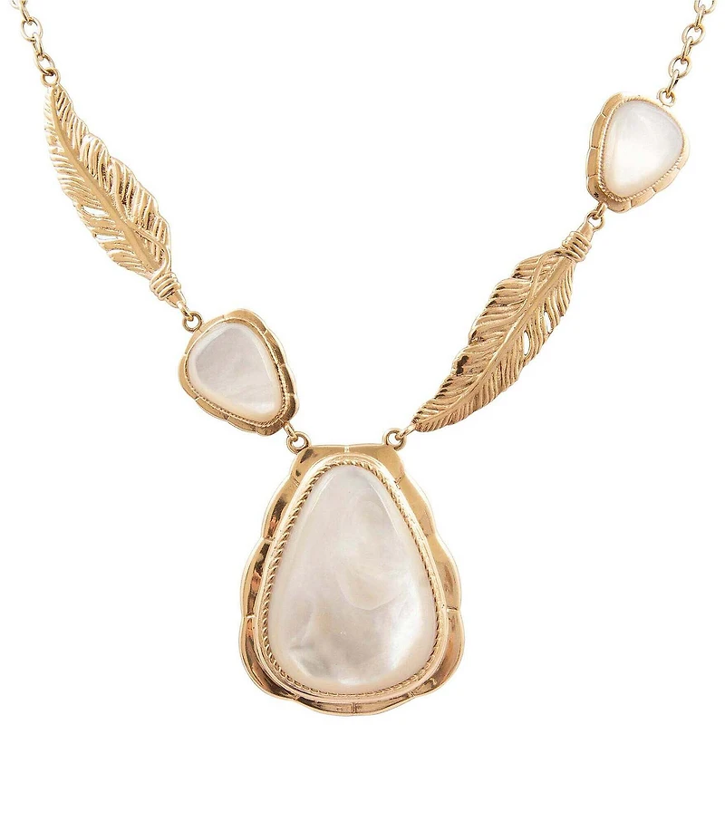 Barse Feathered Radiance Mother-Of-Pearl Short Pendant Necklace