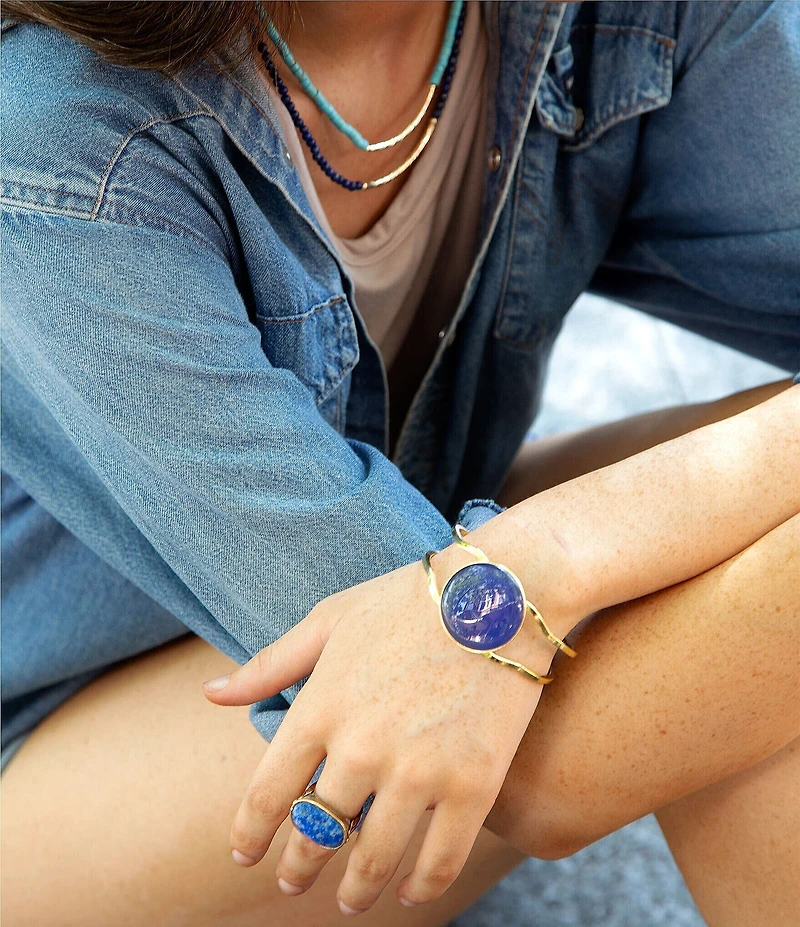 Barse New Haven Blue Agate Bangle Bracelet