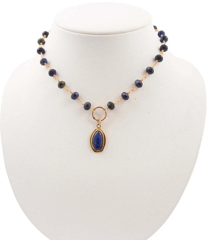 Barse Oasis Lapis Short Pendant Necklace