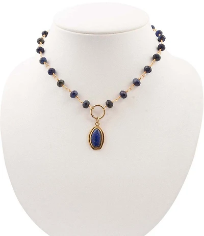 Barse Oasis Lapis Short Pendant Necklace