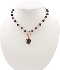 Barse Oasis Lapis Short Pendant Necklace