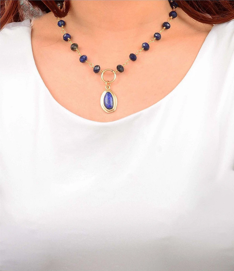 Barse Oasis Lapis Short Pendant Necklace