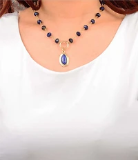 Barse Oasis Lapis Short Pendant Necklace