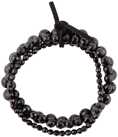 Barse Onyx Genuine Stone Beaded Stretch Bracelet Set