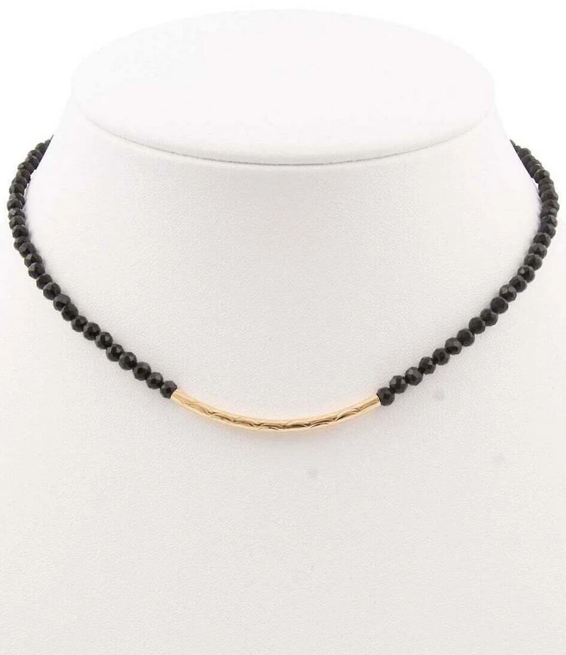 Barse Onyx Midnight Bar Collar Necklace