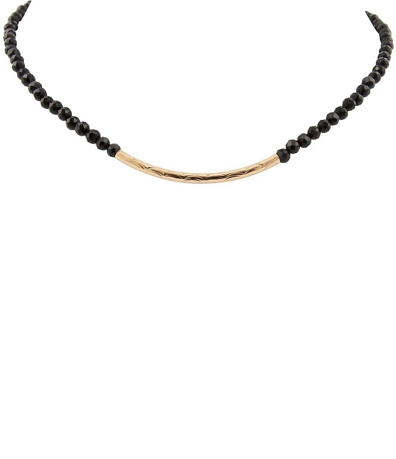 Barse Onyx Midnight Bar Collar Necklace